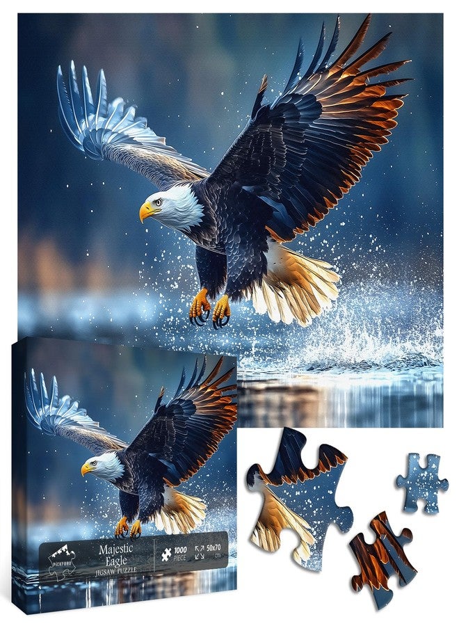 PICKFORU Majestic Eagle Puzzles for Adults 1000 Pieces, PICKFORU Difficult Bird Puzzle Lake, Challenging Impossible Nature Animal Theme as Wall Art - Image 2
